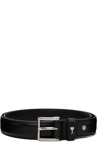 AMI Paris: ブラック Paris Paris カウハイド レザーベルト | SSENSE 日本