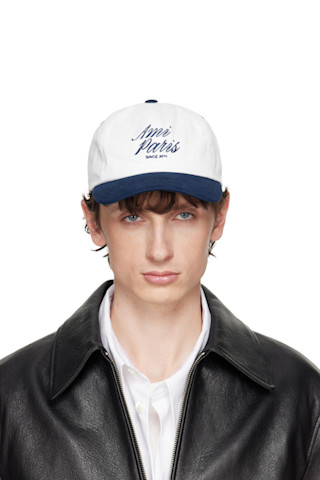 AMI Paris: Navy & White Bicolor Cotton 'Ami Paris' Cap | SSENSE