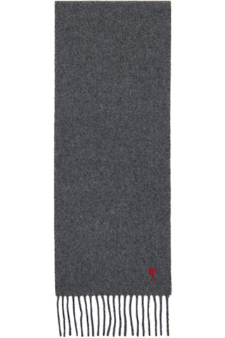 AMI Paris: グレー Wool Ami De Coeur マフラー | SSENSE 日本