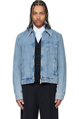 AMI Paris: ブルー Cotton Contrasted 'Ami De Coeur' デニム