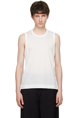 AMI Paris: オフホワイト 'Ami de Coeur' Classic Fit タンクトップ