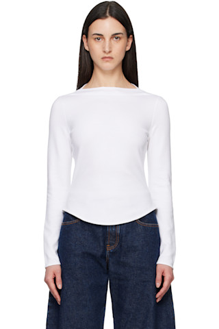 ALAÏA ホワイト Tシャツ サイズ36 ALAÏA WHITE BOXY COTTON T-SHIRT | ALAÏA US