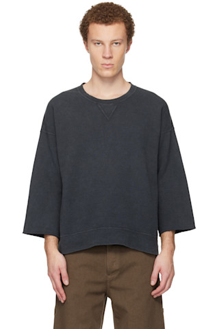 visvim: ブラック Jumbo SB 3/4 DMGD スウェットシャツ | SSENSE 日本