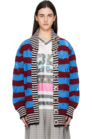 chopova lowena カーディガン Chopova Lowena: マルチカラー Letterman Blue カーディガン | SSENSE 日本