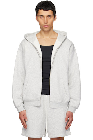 SKIMS: グレー Fleece Lounge リラックス ジップアップフーディ