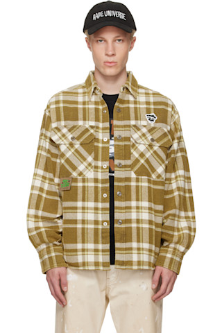 AAPE Moonface check long sleeve shirt | AAPE official website Green (Ivory) / S AAPE Moonface check long sleeve shirt | AAPE official website Green (Ivory) / S