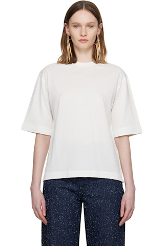 新品未使用　JACQUEMUS ホワイト オフショルダー Tシャツ S JACQUEMUS: オフホワイト 'The Ventadou' Tシャツ | SSENSE 日本