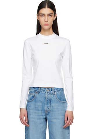 JACQUEMUS: ホワイト 'The Gros Grain long-sleeve' Tシャツ | SSENSE 日本