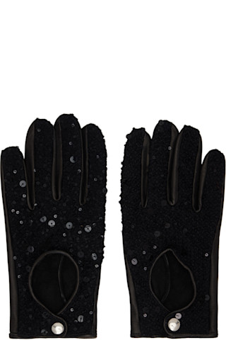 Ernest W. Baker: Black Sequin Driving Gloves | SSENSE