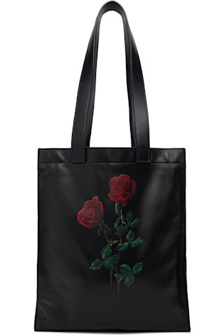 ERNEST W. BAKER: ブラック Rose Print トートバッグ | SSENSE 日本