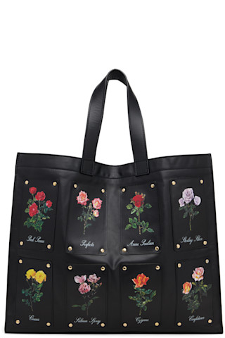 ERNEST W. BAKER: ブラック Patched Rose Shopper トートバッグ
