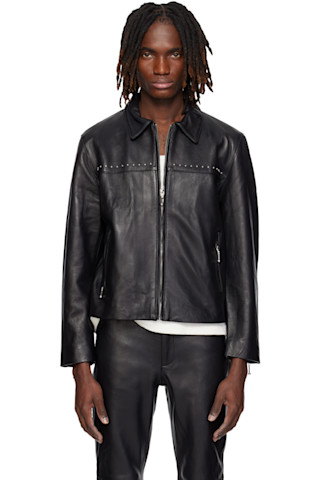 23AW 新品 ERNEST W.BAKER GOLDSTUDDED QUIL LEATHER WESTERN HARRINGTON JACKET - GOLD STUDDED — ERNEST W. BAKER