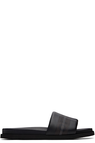 OFF-WHITE Industrial Belt サンダル size43 Off-White: Black Industrial Belt Slider Sandals | SSENSE