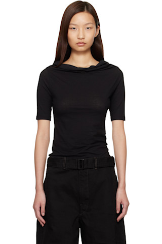LEMAIRE: Black Short Sleeve Twisted T-shirt | SSENSE Canada