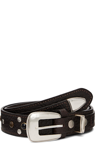 Brown Western Studs 30 Belt by LEMAIRE on Sale