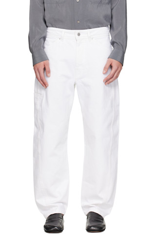 LEMAIRE: White Twisted Workwear Jeans | SSENSE