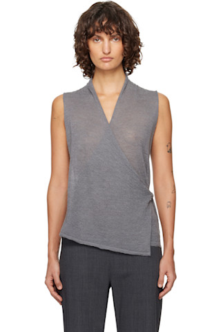 paloma wool ダークグレー Vネック タンクトップ Paloma Wool: Gray Sans Tank Top | SSENSE