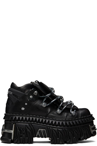 VETEMENTS: Black New Rock Edition Fire Platform Sneakers | SSENSE