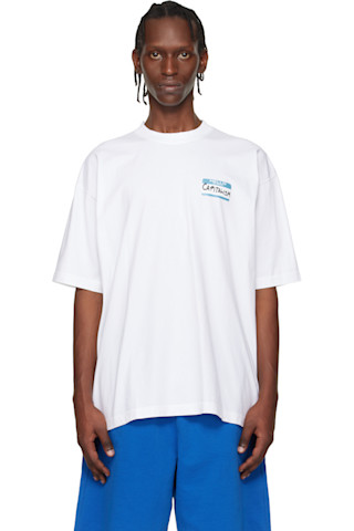 VETEMENTS: White Sticker T-shirt | SSENSE