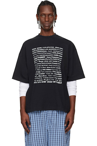 VETEMENTS: Black Fuck Everything T-shirt | SSENSE