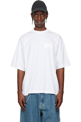 VETEMENTS: ホワイト Taped ロゴ Tシャツ | SSENSE 日本