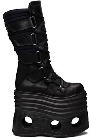 Black New Rock Edition Platform Tower Boots