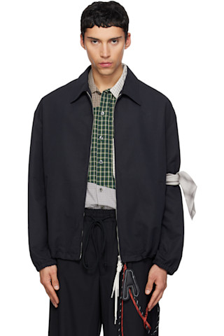Black Slim Coach Jacket by Song for the Mute on Sale