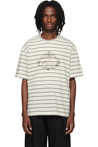 Off-White Striped T-shirt by WOOYOUNGMI on Sale