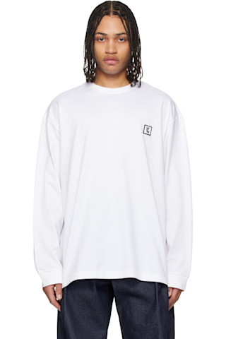 WOOYOUNGMI: White Long Sleeve Logo T-shirt | SSENSE