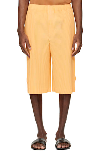HOMME PLISSÉ ISSEY MIYAKE: Yellow Wear Or Wrap Shorts | SSENSE