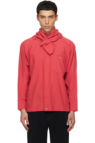 HOMME PLISSÉ ISSEY MIYAKE: Red Streamline Shirt | SSENSE Canada