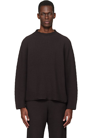 HOMME PLISSÉ ISSEY MIYAKE: Brown Rustic Knit Sweater | SSENSE