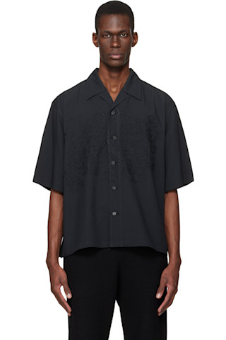 HOMME PLISSÉ ISSEY MIYAKE: Black Embroidery Press Shirt | SSENSE
