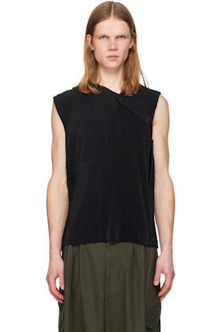 HOMME PLISSÉ ISSEY MIYAKE: Black Stone Cloud Tank Top | SSENSE