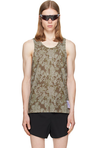 【限定】SATISFY space-oメッシュタンクトップ **グリーン** Satisfyのカーキ Space‑O Singlet タンクトップがセール中