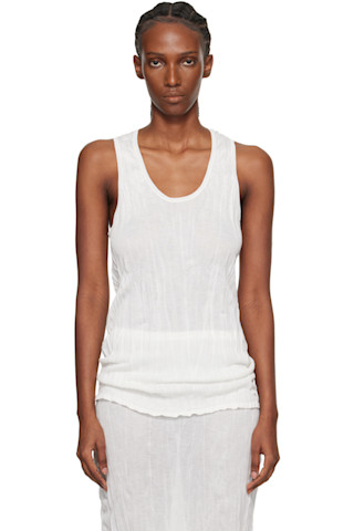 TOTEME: White Crinkled Knit Tank Top | SSENSE