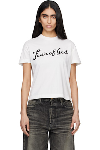 Fear of God: White 'Fear Of God' T-shirt | SSENSE