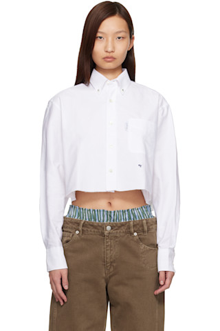 HommeGirls: ホワイト クロップド シャツ | SSENSE 日本