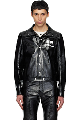 Courrèges: ブラック Reedition ビニール ジャケット | SSENSE 日本