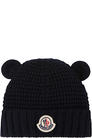 Moncler Enfant ベビー｜ネイビー Teddy Bear Ears ウール ビーニー