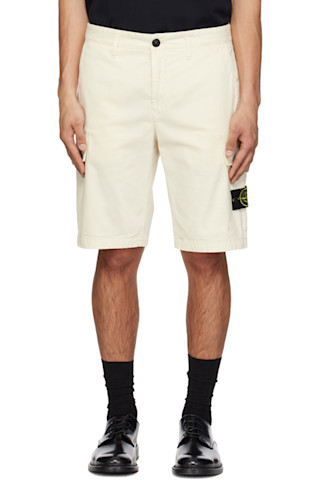 Stone Island: オフホワイト L100018 カーゴショートパンツ | SSENSE 日本