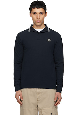 Stone Island: ネイビー 2200012 Organic Cotton Piqué ポロシャツ