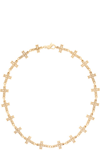 emanuele bicocchi 24Kコーティングクロスネックレス Emanuele Bicocchi: Multi Notre-Dame Cross Necklace | SSENSE