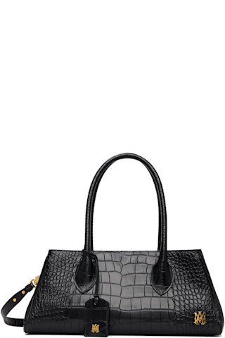 AMIRI: Black Embossed Croc Honey 40 Shoulder Bag | SSENSE