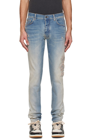 AMIRI スキニーデニム 30 ライトブルー AMIRI スキニーデニム ダメージ