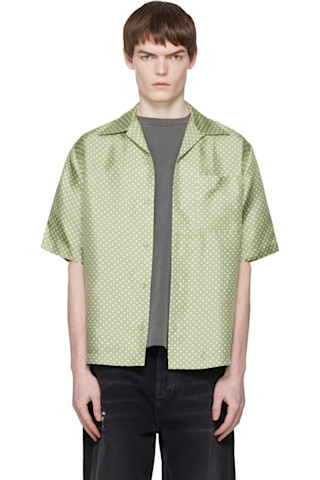 AMIRI: Green Polka Dot Camp Shirt | SSENSE AMIRI: Green Polka Dot Camp Shirt | SSENSE