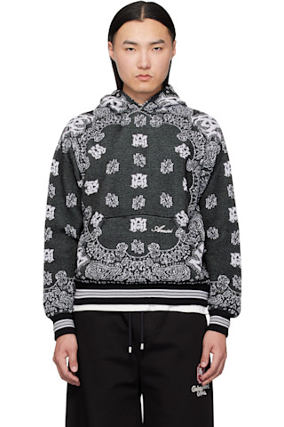 AMIRI: Black & White Bandana Hoodie | SSENSE