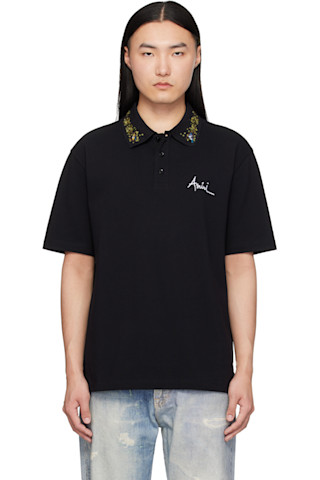 AMIRIのブラック 'AMIRI' Floral Collar ポロシャツがセール中