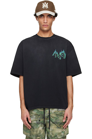 AMIRI: Black 'AMIRI' Flames Oversized T-shirt | SSENSE