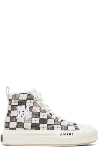 Gray & White Checkered Court Hi Sneakers by AMIRI on Sale